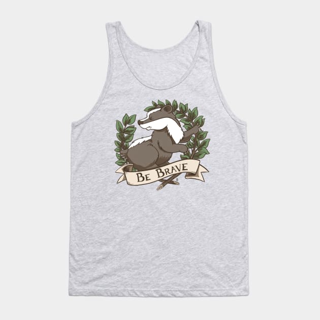 "Be Brave" Badger Crest Tank Top by cartoonowl